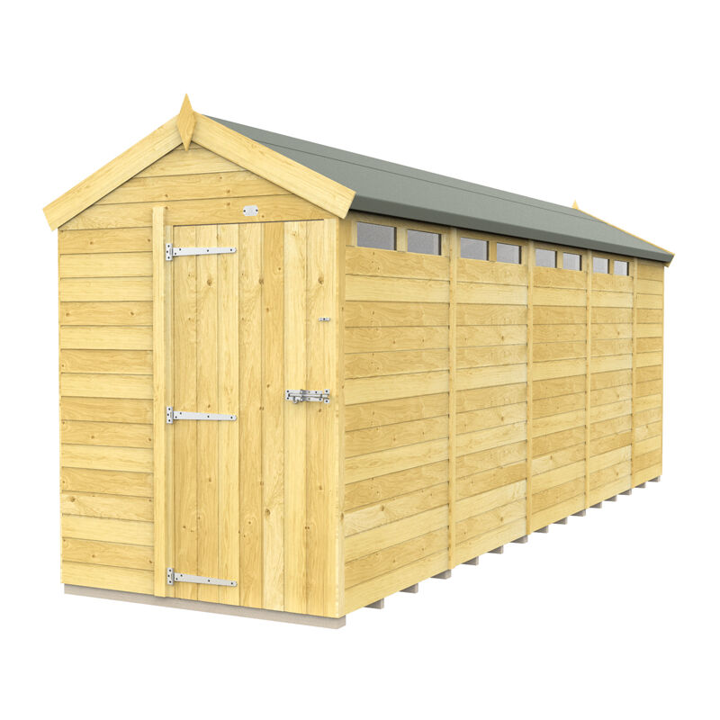 5 x 19 Feet Apex Security Shed - Single Door - Wood - L560 x W147 x H217 cm