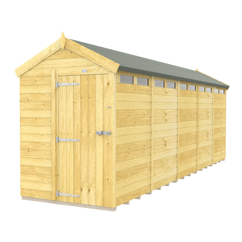 5 x 20 Feet Apex Security Shed - Single Door - Wood - L592 x W147 x H217 cm