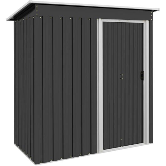 5 x 3ft Garden Storage Shed Sliding Door Sloped Roof Tool Black - Outsunny