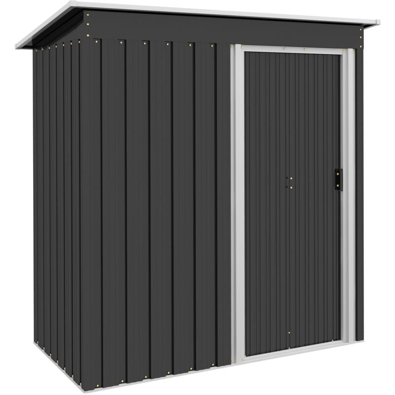 5 x 3ft Garden Storage Shed Sliding Door Sloped Roof Tool Black - Outsunny