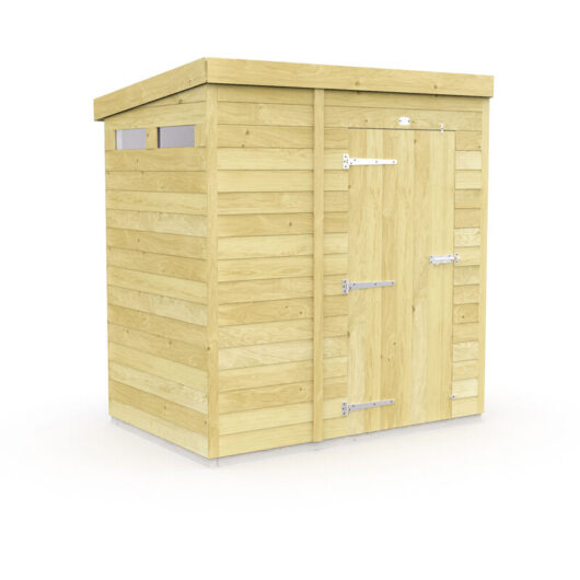 5 x 4 Feet Pent Security Shed - Single Door - Wood - L118 x W158 x H201 cm