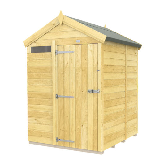 5 x 5 Feet Apex Security Shed - Single Door - Wood - L158 x W147 x H217 cm