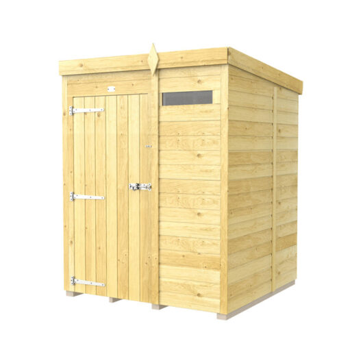 5 x 5 Feet Pent Security Shed - Single Door - Wood - L147 x W158 x H201 cm