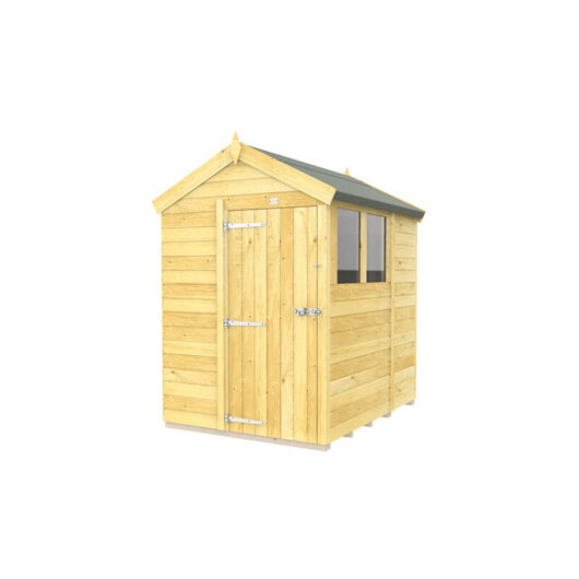 5 x 6 Feet Apex Shed - Single Door With Windows - Wood - L187 x W147 x H217 cm