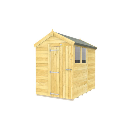5 x 7 Feet Apex Shed - Single Door With Windows - Wood - L214 x W147 x H217 cm
