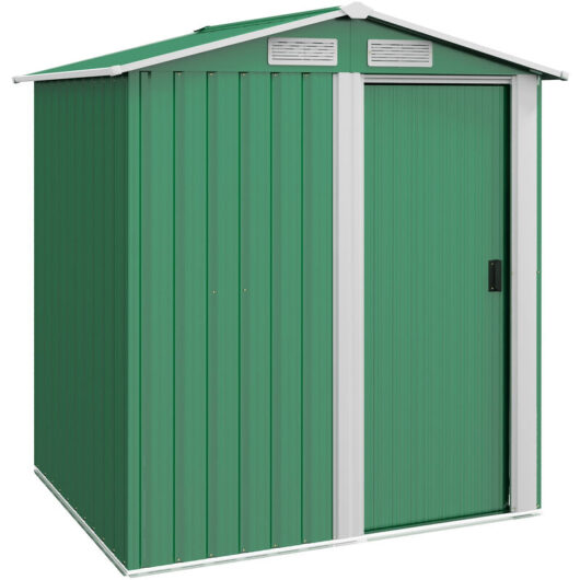5ft x 4.3ft Outdoor Metal Storage Shed with Sliding Door Sloped Roof Green - Outsunny