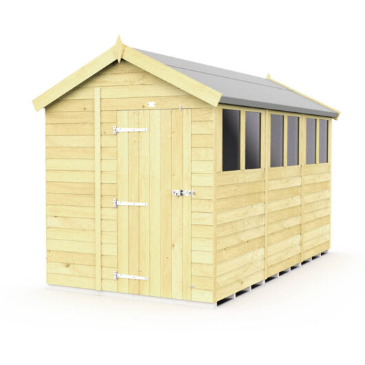 6 x 12 Feet Apex Shed - Single Door With Windows - Wood - L358 x W175 x H217 cm