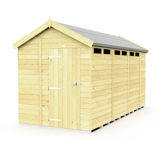 6 x 15 Feet Apex Security Shed - Single Door - Wood - L454 x W175 x H217 cm