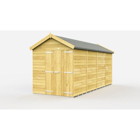 6 x 15 Feet Apex Shed - Double Door Without Windows - Wood - L454 x W175 x H217 cm