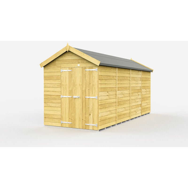 6 x 15 Feet Apex Shed - Double Door Without Windows - Wood - L454 x W175 x H217 cm