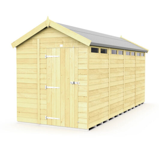 6 x 16 Feet Apex Security Shed - Single Door - Wood - L472 x W175 x H217 cm