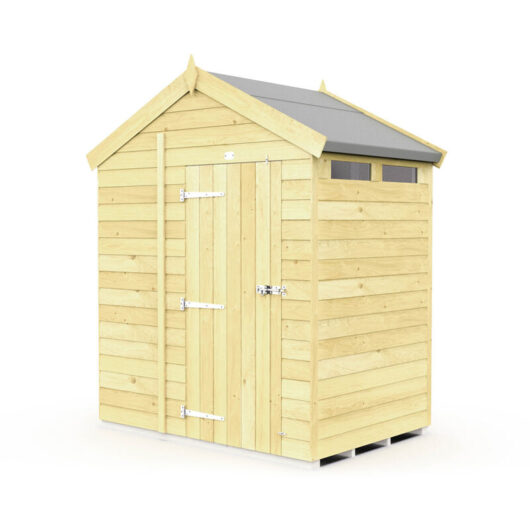 6 x 4 Feet Apex Security Shed - Single Door - Wood - L127 x W175 x H217 cm