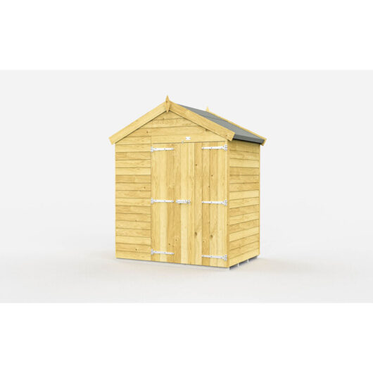 6 x 4 Feet Apex Shed - Double Door Without Windows - Wood - L127 x W175 x H217 cm