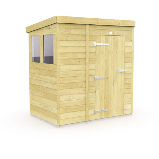 6 x 4 Feet Pent Security Shed - Double Door - Wood - L118 x W185 x H201 cm