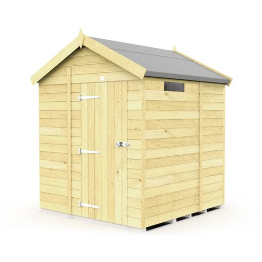 6 x 5 Feet Apex Security Shed - Single Door - Wood - L158 x W175 x H217 cm
