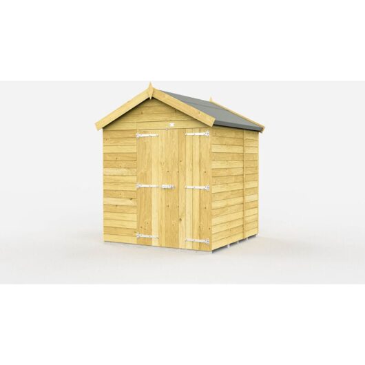 6 x 5 Feet Apex Shed - Double Door Without Windows - Wood - L158 x W175 x H217 cm
