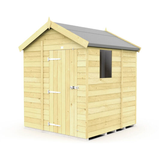 6 x 5 Feet Apex Shed - Single Door With Windows - Wood - L158 x W175 x H217 cm