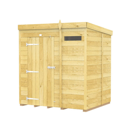6 x 5 Feet Pent Security Shed - Single Door - Wood - L147 x W185 x H201 cm