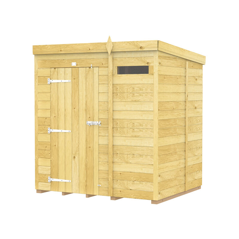 6 x 5 Feet Pent Security Shed - Single Door - Wood - L147 x W185 x H201 cm