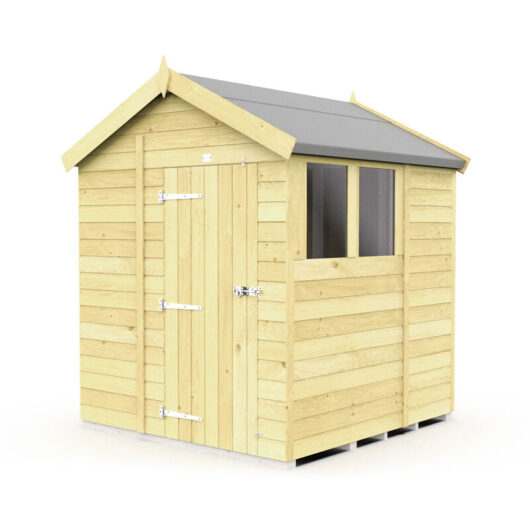 6 x 6 Feet Apex Shed - Single Door With Windows - Wood - L187 x W175 x H217 cm