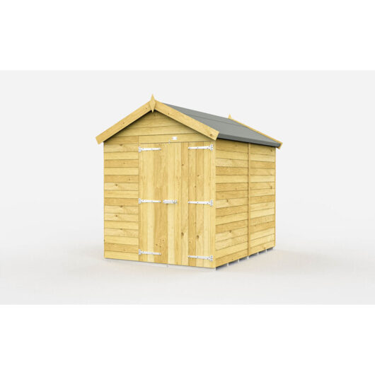 6 x 7 Feet Apex Shed - Double Door Without Windows - Wood - L214 x W175 x H217 cm