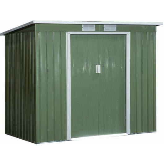 7 x 4ft Metal Garden Storage Shed w/ Double Door & Ventilation Green - Outsunny