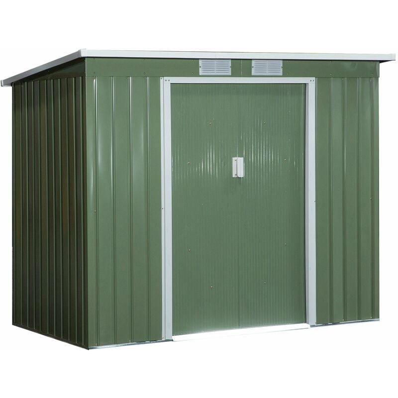 7 x 4ft Metal Garden Storage Shed w/ Double Door & Ventilation Green - Outsunny