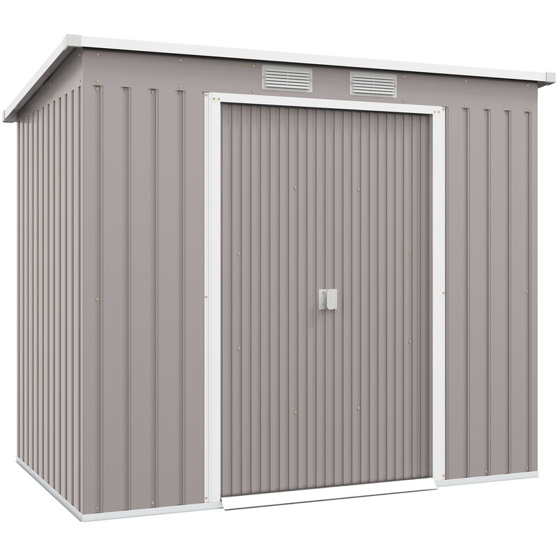 7 x 4ft Metal Garden Storage Shed w/ Double Door & Ventilation Grey - Outsunny
