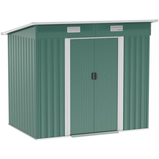 7 x 4ft Outdoor Garden Storage Shed for Backyard Patio Green - Outsunny