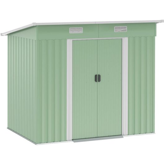 7 x 4ft Outdoor Garden Storage Shed for Backyard Patio Lignt Green - Outsunny