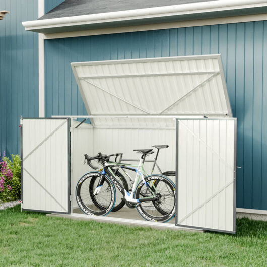 7ft Bike Sheds Grey Heavy Duty Steel Bicycle Storage Shed