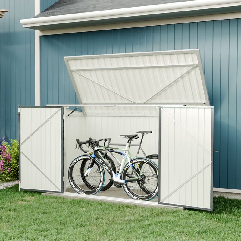 7ft Bike Sheds Grey Heavy Duty Steel Bicycle Storage Shed