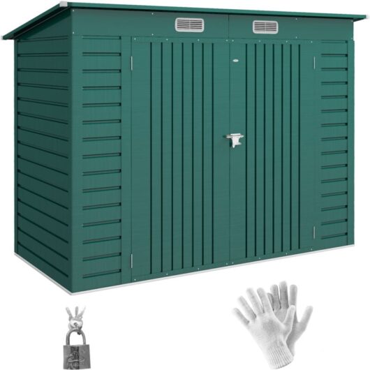 8 x 4FT Metal Garden Storage Shed with Double Doors and 2 Vents Green - Outsunny