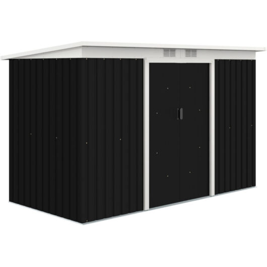9 x 4FT Outdoor Metal Frame Garden Storage Shed w/ 2 Door Dark Grey - Outsunny