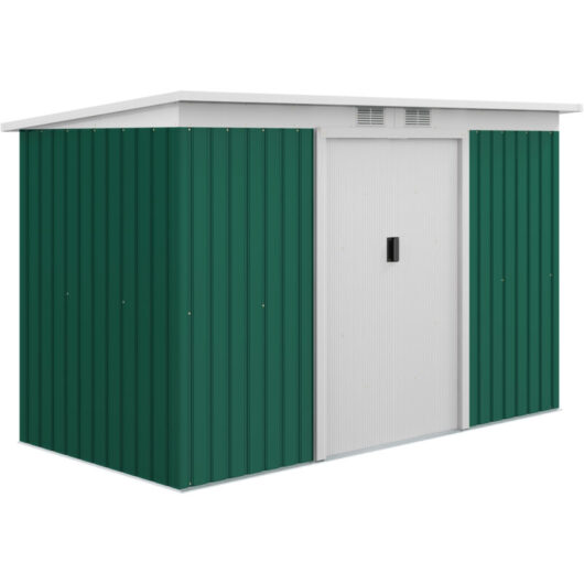 9 x 4FT Outdoor Metal Frame Garden Storage Shed w/ 2 Door Deep Green - Outsunny