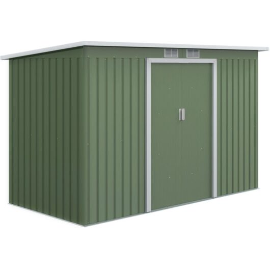 9 x 4FT Outdoor Metal Frame Garden Storage Shed w/ 2 Door Green - Outsunny