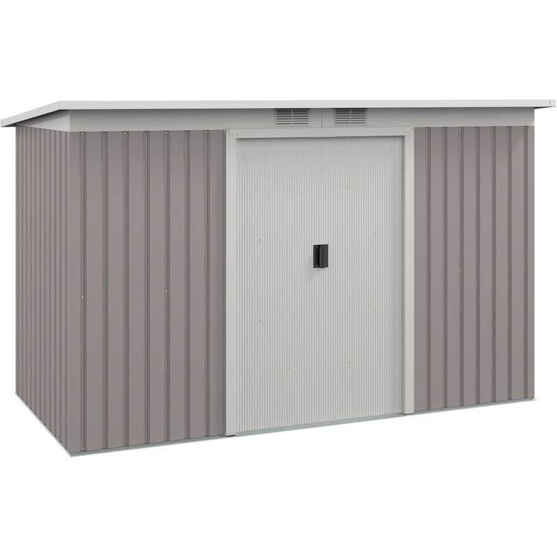 9 x 4FT Outdoor Metal Frame Garden Storage Shed w/ 2 Door Light Grey - Outsunny