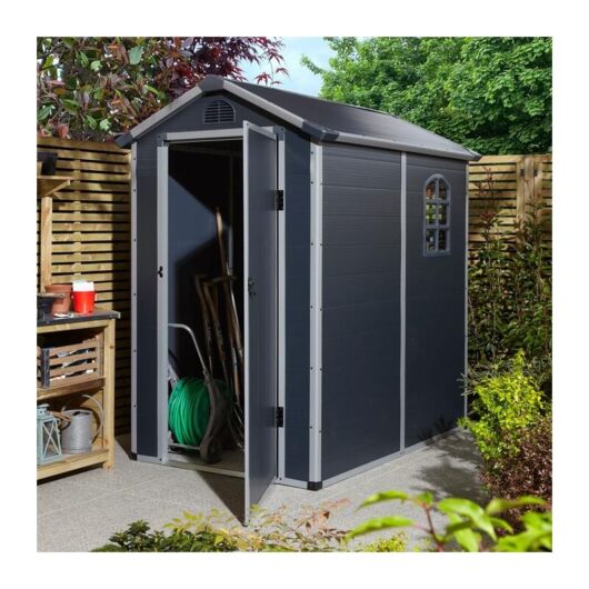 Airevale 4X6 Apex Plastic Shed - Dark Grey - Rowlinson