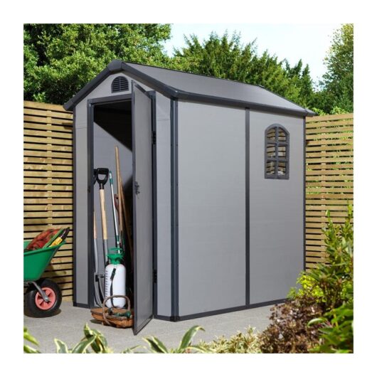 Airevale 4X6 Apex Plastic Shed - Light Grey - Rowlinson