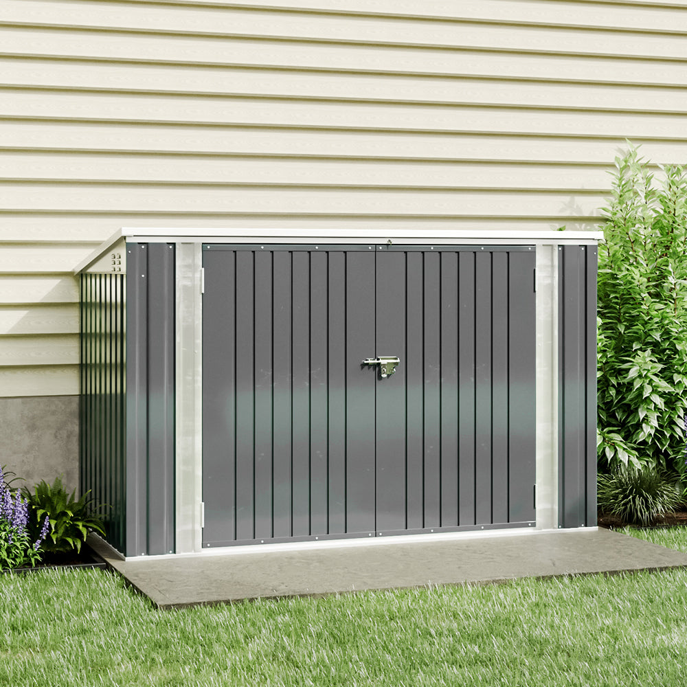 Black/Green/Grey Steel Lockable Garden Bicycle Storage Shed