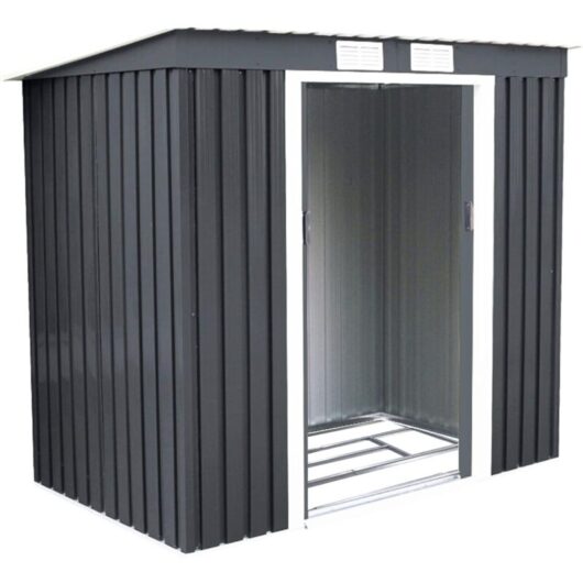 Costway - Abri de Jardin en Métal 2,7m2 Cabane/Remise de Jardin Stockage Rangement de Vélo Outils 213 x 130 x 173 cm Gris