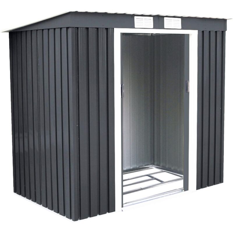 Costway - Abri de Jardin en Métal 2,7m2 Cabane/Remise de Jardin Stockage Rangement de Vélo Outils 213 x 130 x 173 cm Gris