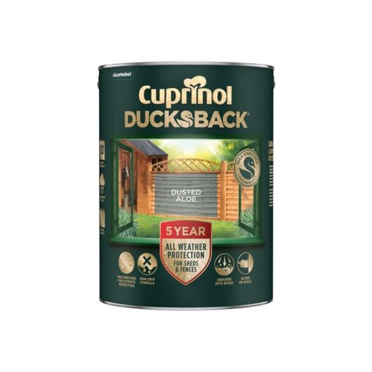 Cuprinol - Ducksback 5 Year Waterproof for Sheds & Fences Dusted Aloe 5 litre - CUPDBDA5L