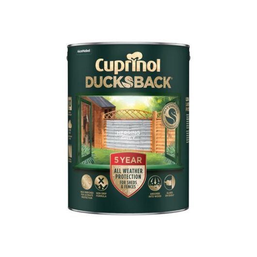 Cuprinol - Ducksback 5 Year Waterproof for Sheds & Fences Herring Grey 5 litre - CUPDBHG5L