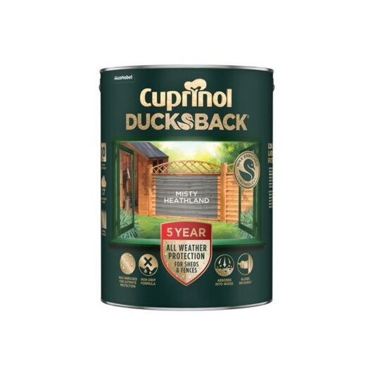 Cuprinol - Ducksback 5 Year Waterproof for Sheds & Fences Misty Heathland 5 litre - CUPDBMH5L