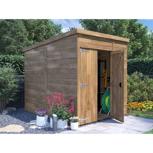 Dunster House Ltd. - Dunster House Bike Shed 1.8m x 2.4m Storage Garden Building Wooden Pressure Treated Overlord Pent