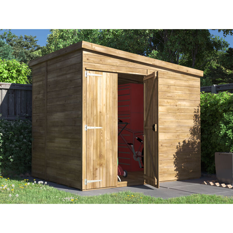 Dunster House Ltd. - Dunster House Bike Shed Storage 2.4m x 1.8m Garden Building Wooden Pressure Treated Overlord Pent