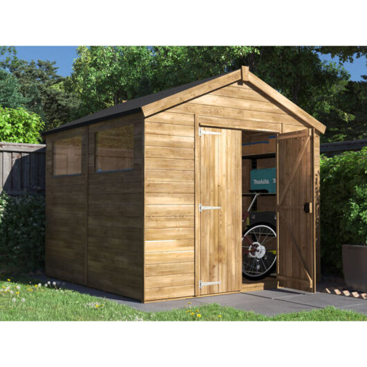 Dunster House Ltd. - Dunster House Bike Shed Storage 2.4m x 2.4m Garden Building Wooden Overlord Apex Roof With Window