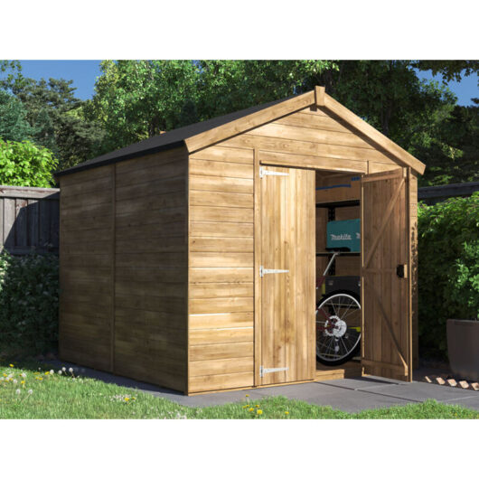 Dunster House Ltd. - Dunster House Bike Shed Storage Garden Building 2.4m x 2.4m Wooden Pressure Treated Overlord Apex