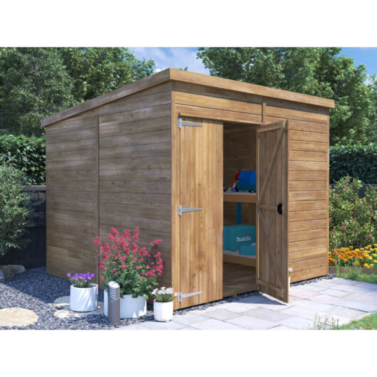 Dunster House Ltd. - Dunster House Bike Shed Storage Garden Workshop 2.4m x 2.4m Wooden Pressure Treated Overlord Pent
